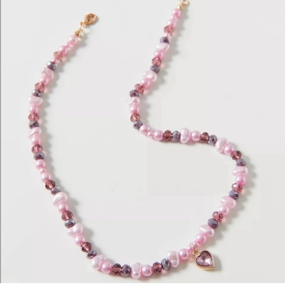 Urban Outfitters Cher Pink/Purple Irregular Beaded NecklaceTranslucent Shimmer